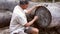 Biologist examine Rings on a Tree