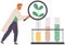 Biologists study structure of plant cell. Biological research with green sample in laboratory