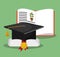 Biology book certificate graduation hat