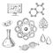 Biology and chemistry sketch icons