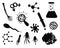 Biology microbes and molecules invitro vector silhouettes set. i