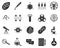 Biology, plants. Bioengineering glyph icons set. Biotechnology for health, researching, materials creating. Molecular biology,