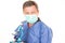 Biology science doctor wearing protection face mask against covid-19 Virus bacteria cells Epidemic flu Coronavirus analyse