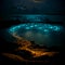 Bioluminescence. Bio luminescent ocean. ai generated.  Bioluminescent plankton in the sea