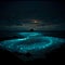 Bioluminescence. Bio luminescent ocean. ai generated.  Bioluminescent plankton in the sea