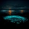 Bioluminescence. Bio luminescent ocean. ai generated.  Bioluminescent plankton in the sea