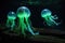 bioluminescent creatures captured by underwater drone