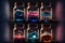 Bioluminescent fluid-preserved species in glass jars, AI Generative