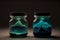 Bioluminescent fluid-preserved species in glass jars, AI Generative