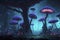 Bioluminescent glowing mushroom forest, glowing mushroom, fluorescent Fungi, generative AI