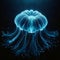 Bioluminescent Jellyfish Floating in the Tranquil Underwater Universe
