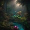 A bioluminescent jungle filled with exotic flora and fauna that emit a soft, ethereal glow1