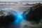 Bioluminescent tide glows on some rocks in La Jolla, California