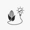 Biomass energy icon. corn and light bulb. eco, environment, sustainable and renewable power symbol