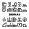 biomass energy plant green icons set vector