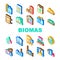 biomass energy plant green icons set vector