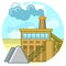 Biomass energy power plant. Eco Green Energy concept. Vector illustration in flat style