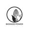 Biomass power logo. eco friendly industry and alternative energy round symbol