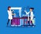 Biomedical chemical laboratory with scientists flat vector illustration isolated.