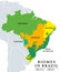 Biomes in Brazil, map of six ecosystems with natural vegetation