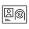 Biometric id card line icon, technology and identity, fingerprint sign, vector graphics, a linear pattern on a white