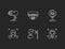 Biometric identification chalk white icons set on black background