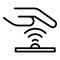 Biometric palm scan icon outline vector. Recognition security
