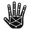 Biometric palm scanning icon simple vector. System board