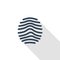 Biometric thumbprint, finger scan, id secure thin line flat icon. Linear vector symbol colorful long shadow design.