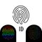 Biometrics icon linear, outline. Black white flat fingerprint for devices and applications. Sing ID.