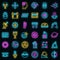 Biophysics icons set vector neon