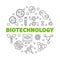 Biotechnolgy vector round illustration in thin line style