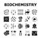 biotechnology chemistry science icons set vector