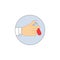 Biotechnology, hand, test tube in badge icon. Element of biotechnology icon