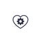 Biotechnology icon with heart and cogwheel