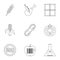 Biotechnology icon set, outline style