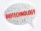 Biotechnology message bubble word cloud collage, concept background