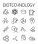 Biotechnology related vector icon set.