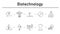 Biotechnology simple concept icons set. Contains such icons as bio weapon, human dissection, eye pin, time paradox, hive