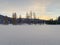 Biotope in winter season full of snow