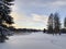 Biotope in winter season full of snow