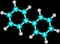 Biphenyl molecular structure on black background