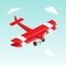 Biplane airplane isometric vector illustration
