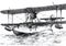 Biplane flying boat on water surface