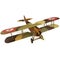 Biplane from World War with military camouflage. Model aircraft propeller.