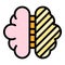 Bipolar brain icon color outline vector