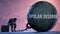 Bipolar disorder and an alienated suffering human. A metaphor showing Bipolar disorder as a huge prisoner\\\'s ball bringin