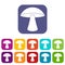 Birch mushroom icons set flat