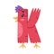 Bird alphabet K capital letter. Red consonant letter with eyes, beak and wings cute cartoon vector illustration