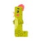 Bird alphabet L capital letter. consonant letter with eyes, beak and wings cute cartoon vector illustration